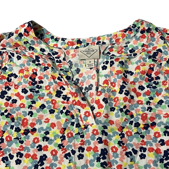 St Johns Bay NWT - Womens Multi-Color Floral Button Up Top Sz 1X - Picture 5 of 8